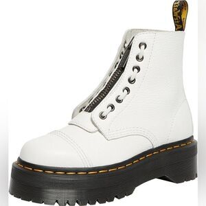 Dr. Martens Sinclair 8 Eye Leather Platform Boots in White Milled Napa Leather